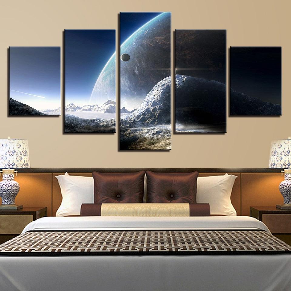 Universe Space Planet 5 Piece HD Multi Panel Canvas Wall Art Frame - Original Frame