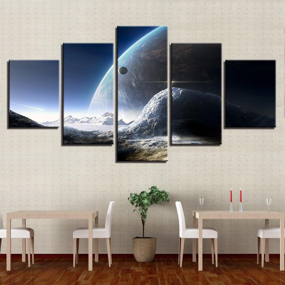 Universe Space Planet 5 Piece HD Multi Panel Canvas Wall Art Frame - Original Frame