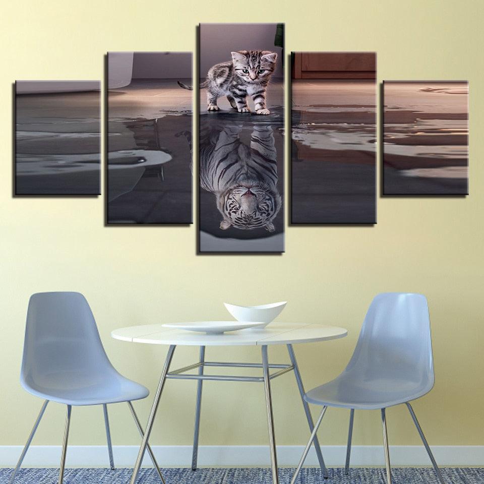 Delusional Cat 5 Piece HD Multi Panel Canvas Wall Art Frame - Original Frame