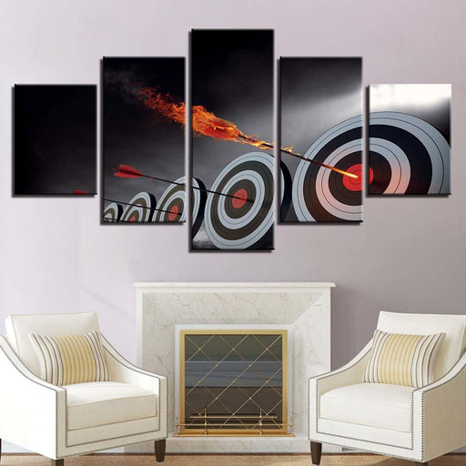 Arrow Target Dart 5 Piece HD Multi Panel Canvas Wall Art Frame - Original Frame