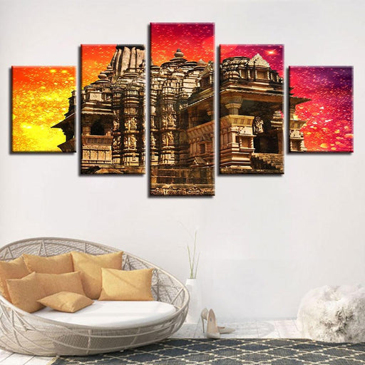 Hindu Temple 5 Piece HD Multi Panel Canvas Wall Art Frame - Original Frame