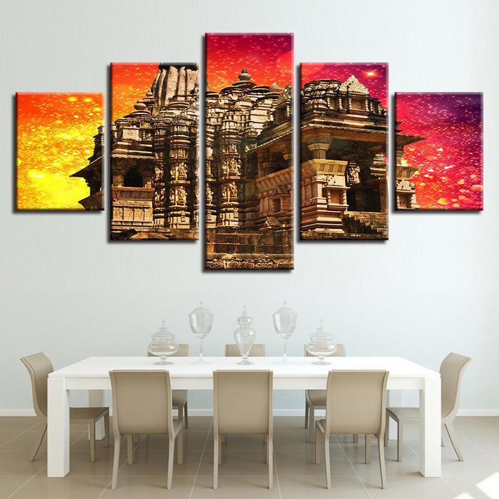 Hindu Temple 5 Piece HD Multi Panel Canvas Wall Art Frame