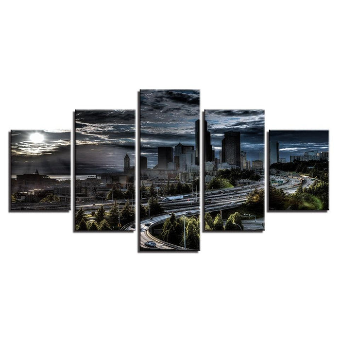 European Sunset 5 Piece HD Multi Panel Canvas Wall Art Frame - Original Frame