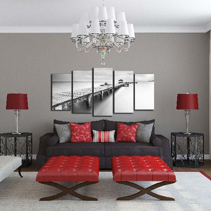 Lonely Bridge 5 Piece HD Multi Panel Canvas Wall Art Frame - Original Frame