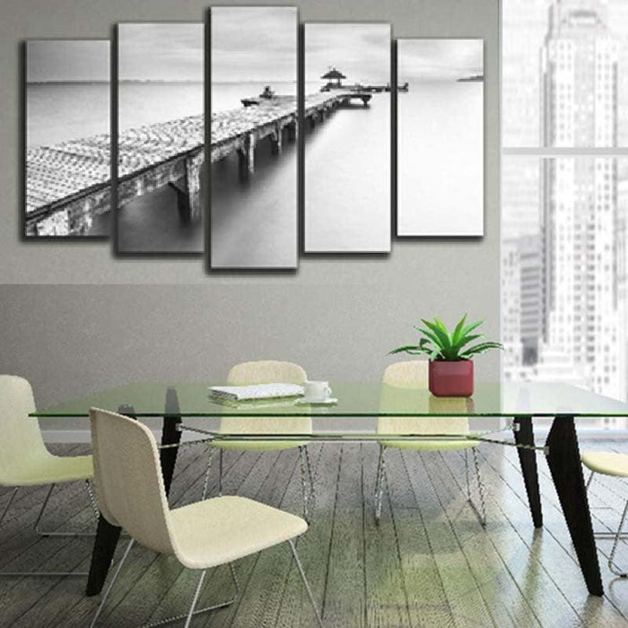 Lonely Bridge 5 Piece HD Multi Panel Canvas Wall Art Frame - Original Frame