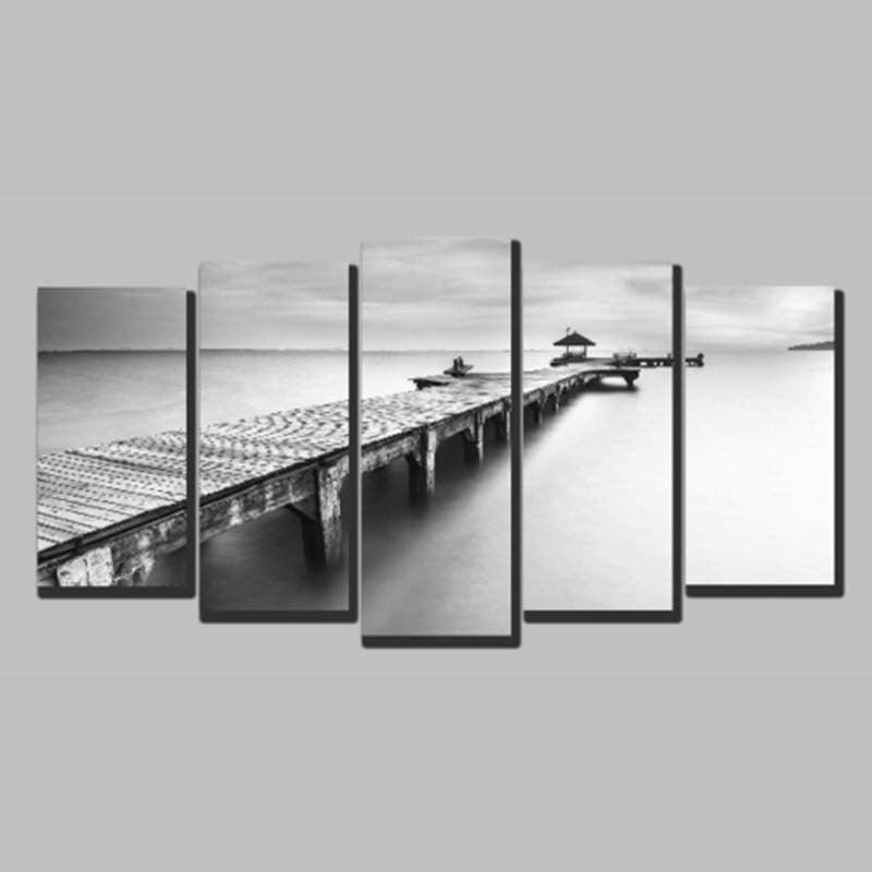 Lonely Bridge 5 Piece HD Multi Panel Canvas Wall Art Frame - Original Frame