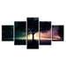 Tree Nightscape At Dusk 5 Piece HD Multi Panel Canvas Wall Art Frame - Original Frame