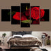 Beautiful Red Roses 5 Piece HD Multi Panel Canvas Wall Art Frame - Original Frame