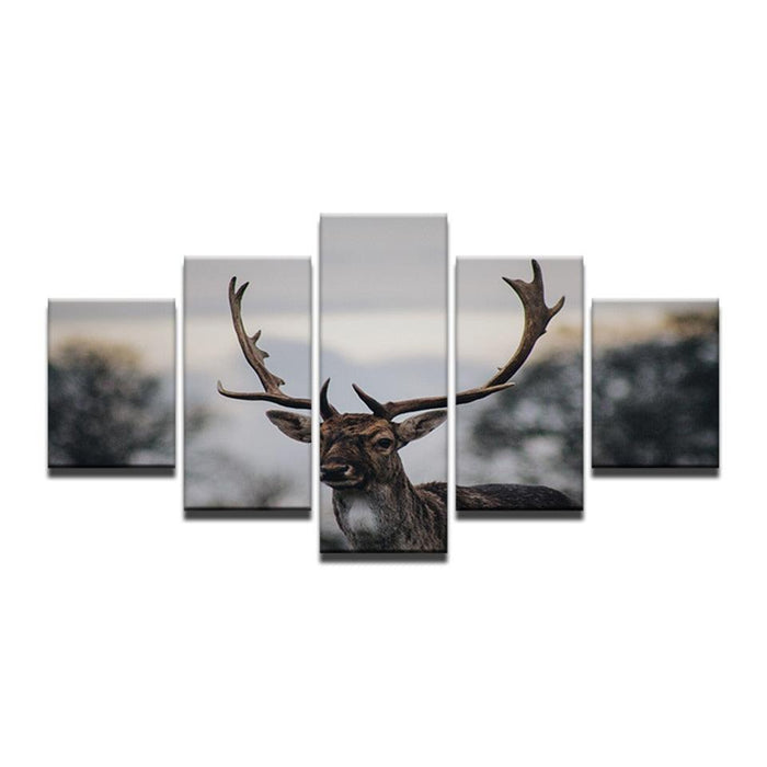 The Calm Deer 5 Piece HD Multi Panel Canvas Wall Art Frame