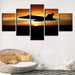 Airplane & Sunset 5 Piece HD Multi Panel Canvas Wall Art Frame - Original Frame