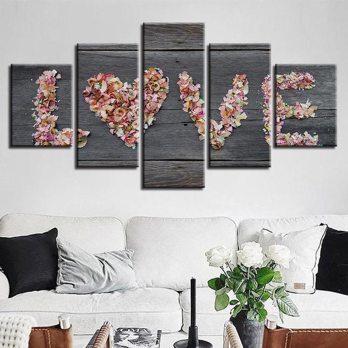 Flowers 5 Piece HD Multi Panel Canvas Wall Art Frame - Original Frame