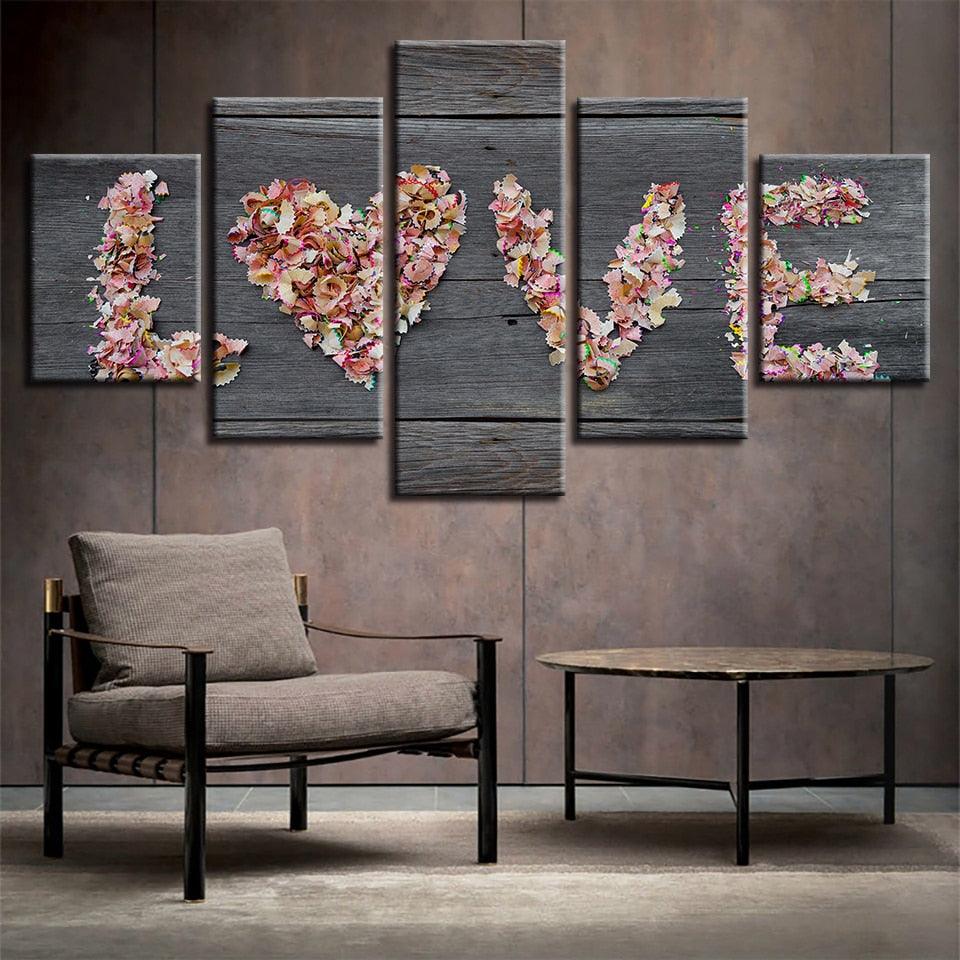 Flowers 5 Piece HD Multi Panel Canvas Wall Art Frame - Original Frame