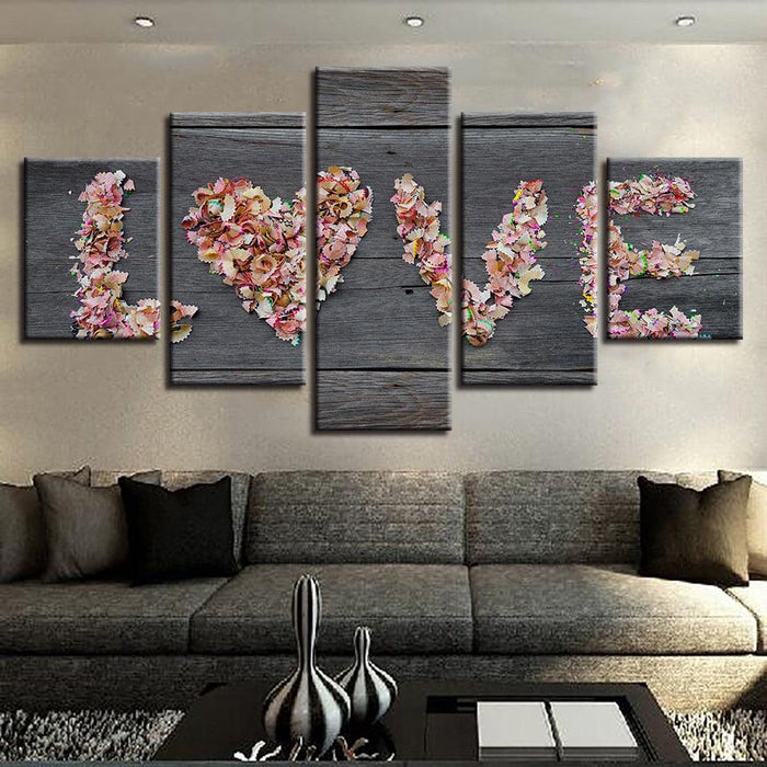 Flowers 5 Piece HD Multi Panel Canvas Wall Art Frame - Original Frame