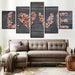 Flowers 5 Piece HD Multi Panel Canvas Wall Art Frame - Original Frame