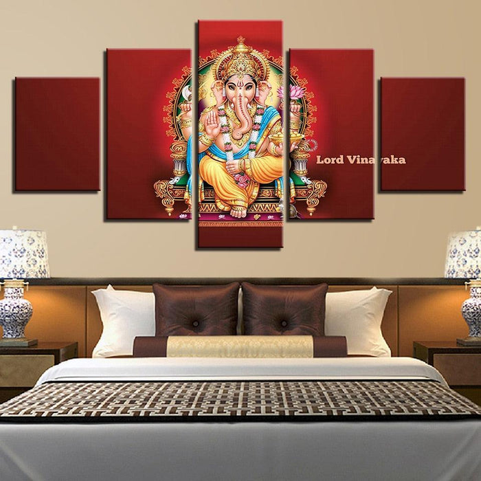 Lord Vinayaka 5 Piece HD Multi Panel Canvas Wall Art Frame