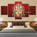 Lord Vinayaka 5 Piece HD Multi Panel Canvas Wall Art Frame - Original Frame