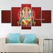 Lord Vinayaka 5 Piece HD Multi Panel Canvas Wall Art Frame - Original Frame