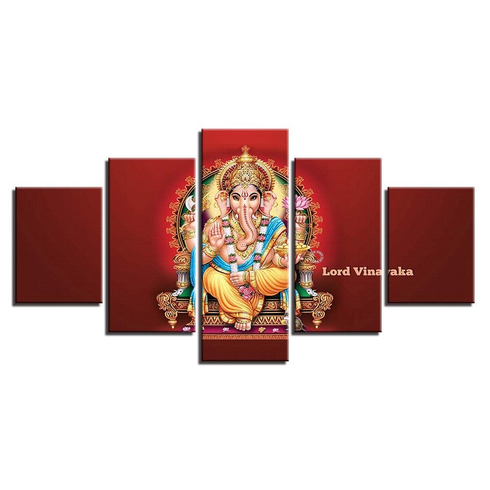 Lord Vinayaka 5 Piece HD Multi Panel Canvas Wall Art Frame – Original Frame