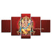 Lord Vinayaka 5 Piece HD Multi Panel Canvas Wall Art Frame - Original Frame