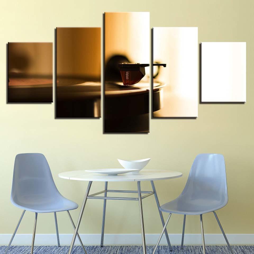 Phonograph 5 Piece HD Multi Panel Canvas Wall Art Frame - Original Frame