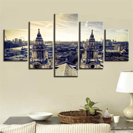 London Building 5 Piece HD Multi Panel Canvas Wall Art Frame - Original Frame