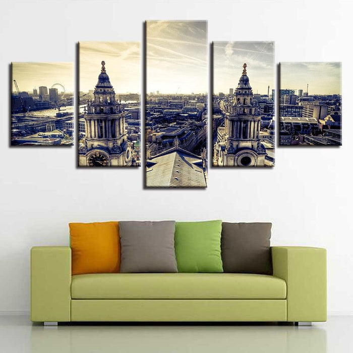 London Building 5 Piece HD Multi Panel Canvas Wall Art Frame - Original Frame