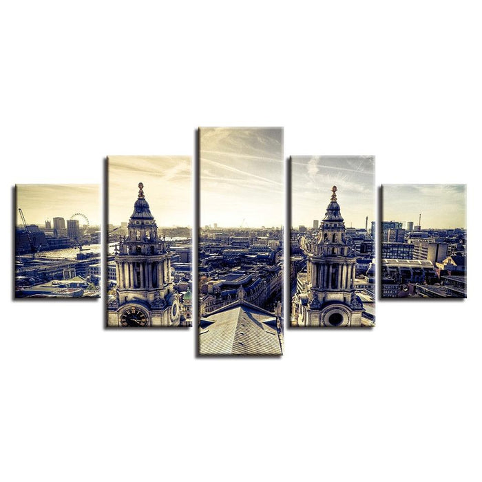 London Building 5 Piece HD Multi Panel Canvas Wall Art Frame - Original Frame