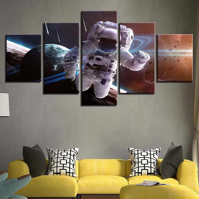 Astronaut in Action 5 Piece HD Multi Panel Canvas Wall Art Frame - Original Frame