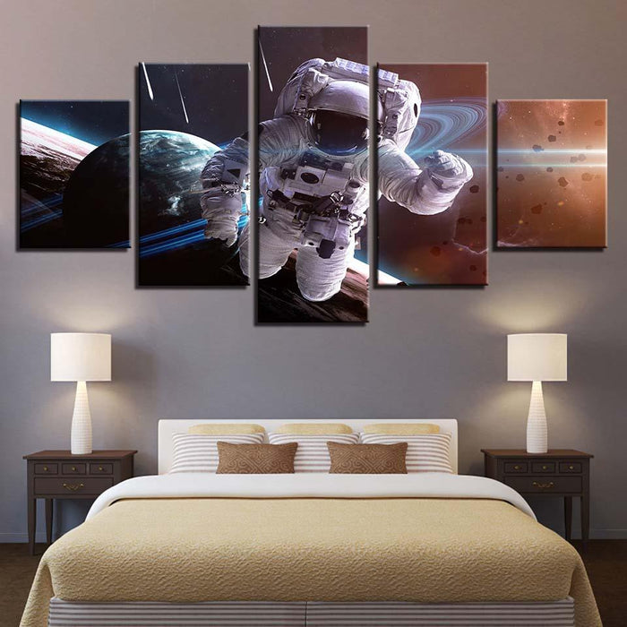 Astronaut in Action 5 Piece HD Multi Panel Canvas Wall Art Frame - Original Frame