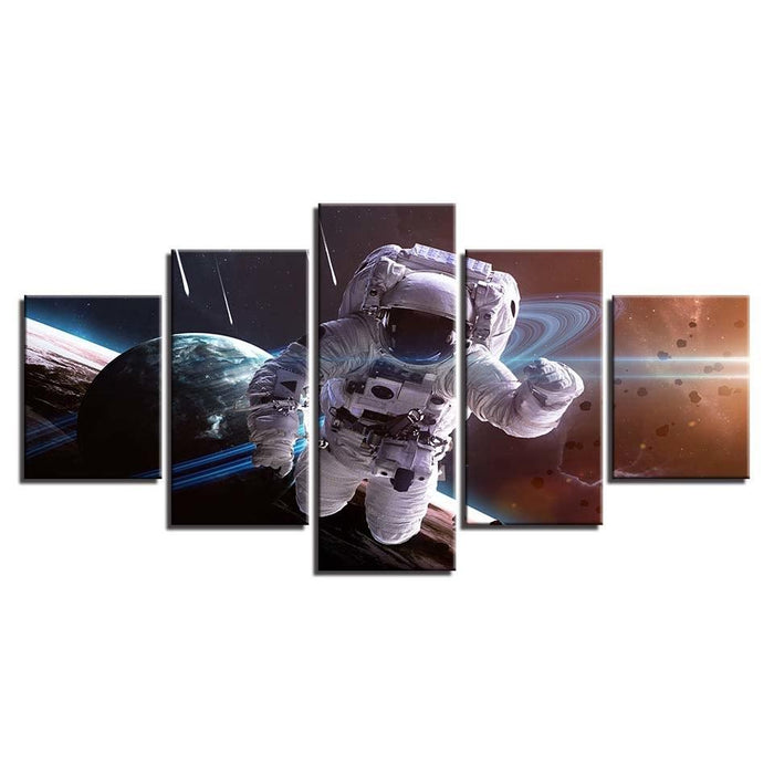 Astronaut in Action 5 Piece HD Multi Panel Canvas Wall Art Frame - Original Frame