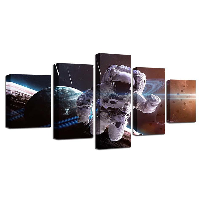 Astronaut in Action 5 Piece HD Multi Panel Canvas Wall Art Frame - Original Frame