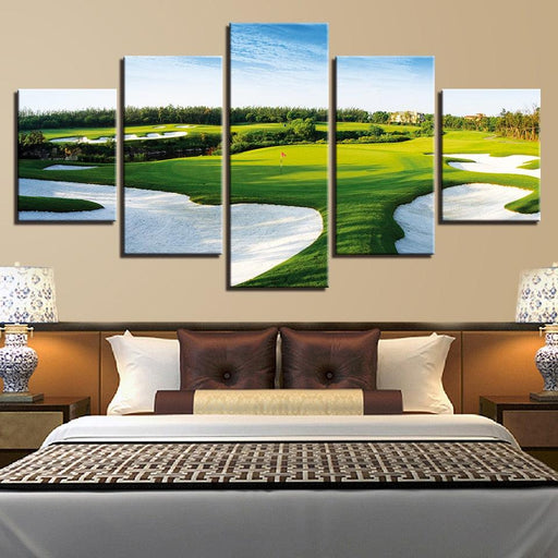 Golf Course 5 Piece HD Multi Panel Canvas Wall Art Frame - Original Frame