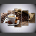 Coffee Beans Cup 5 Piece HD Multi Panel Canvas Wall Art Frame - Original Frame