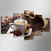 Coffee Beans Cup 5 Piece HD Multi Panel Canvas Wall Art Frame - Original Frame