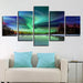 Lake Water Aurora 5 Piece HD Multi Panel Canvas Wall Art Frame - Original Frame