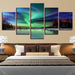 Lake Water Aurora 5 Piece HD Multi Panel Canvas Wall Art Frame - Original Frame