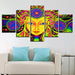 Psychedelic Mandala 5 Piece HD Multi Panel Canvas Wall Art Frame - Original Frame