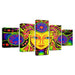 Psychedelic Mandala 5 Piece HD Multi Panel Canvas Wall Art Frame - Original Frame