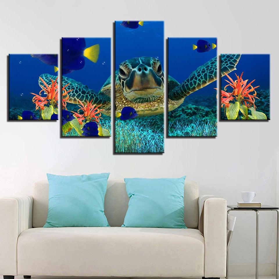 Under The Sea 5 Piece HD Multi Panel Canvas Wall Art Frame - Original Frame