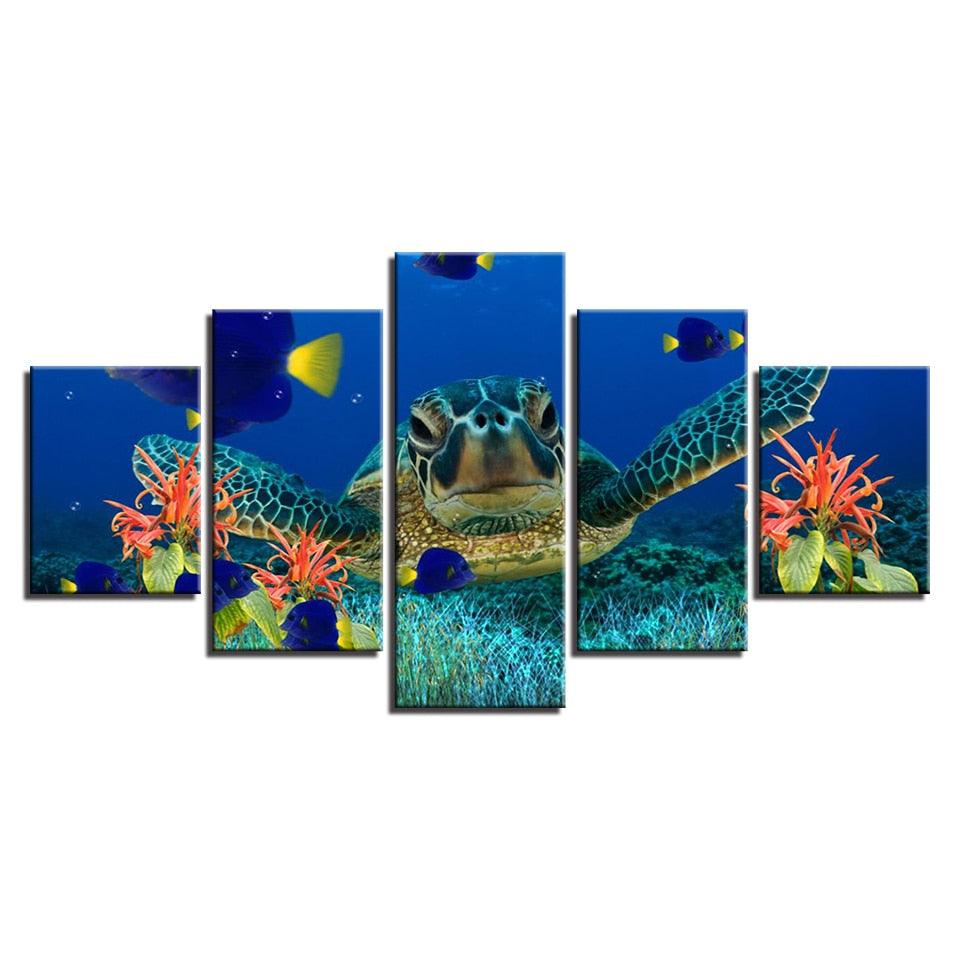 Under The Sea 5 Piece HD Multi Panel Canvas Wall Art Frame - Original Frame