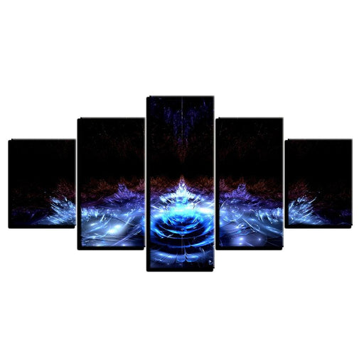 Blue Water Lily Flowers 5 Piece HD Multi Panel Canvas Wall Art Frame - Original Frame