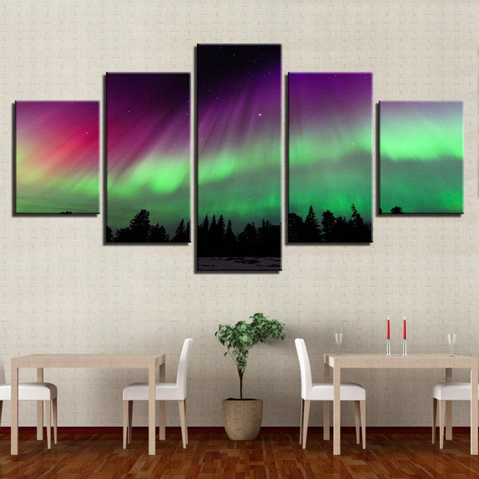 Borealis Forest 5 Piece HD Multi Panel Canvas Wall Art Frame - Original Frame