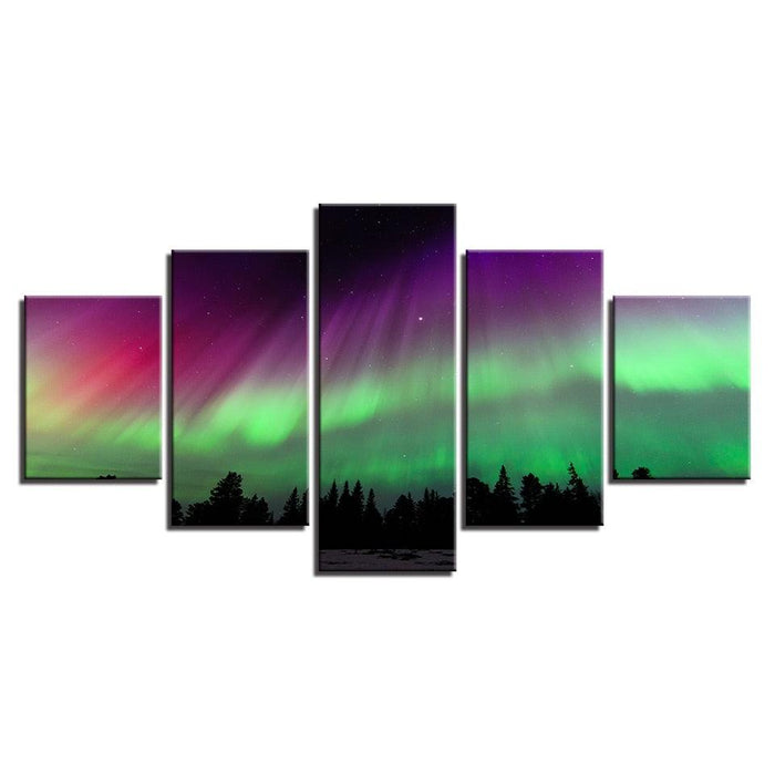 Borealis Forest 5 Piece HD Multi Panel Canvas Wall Art Frame - Original Frame