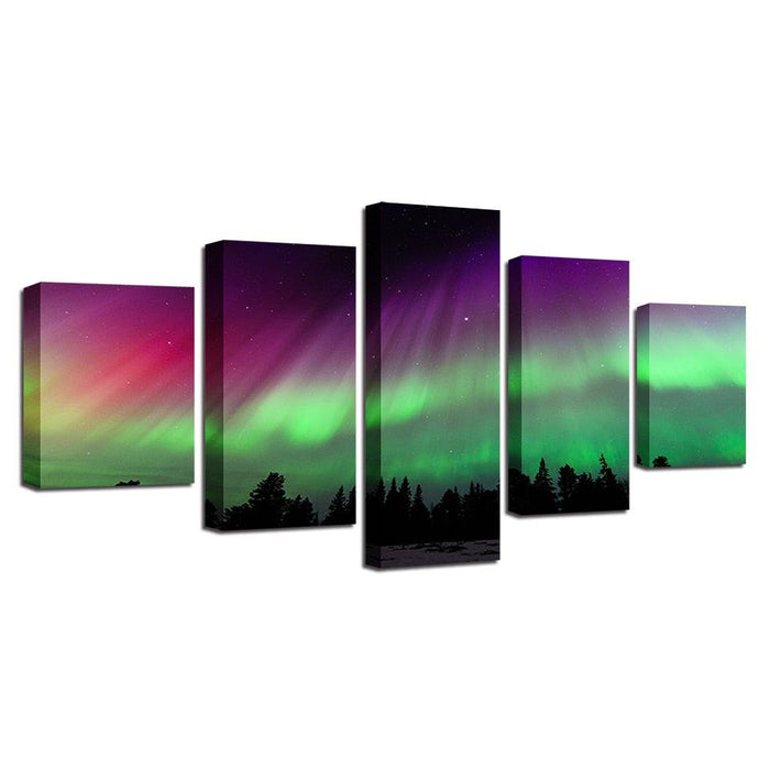 Borealis Forest 5 Piece HD Multi Panel Canvas Wall Art Frame - Original Frame