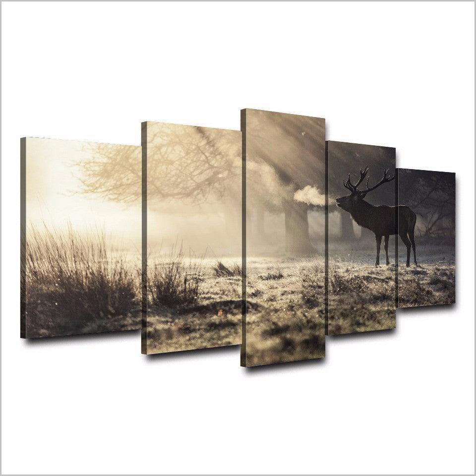 Elegant Elk 5 Piece HD Multi Panel Canvas Wall Art Frame - Original Frame