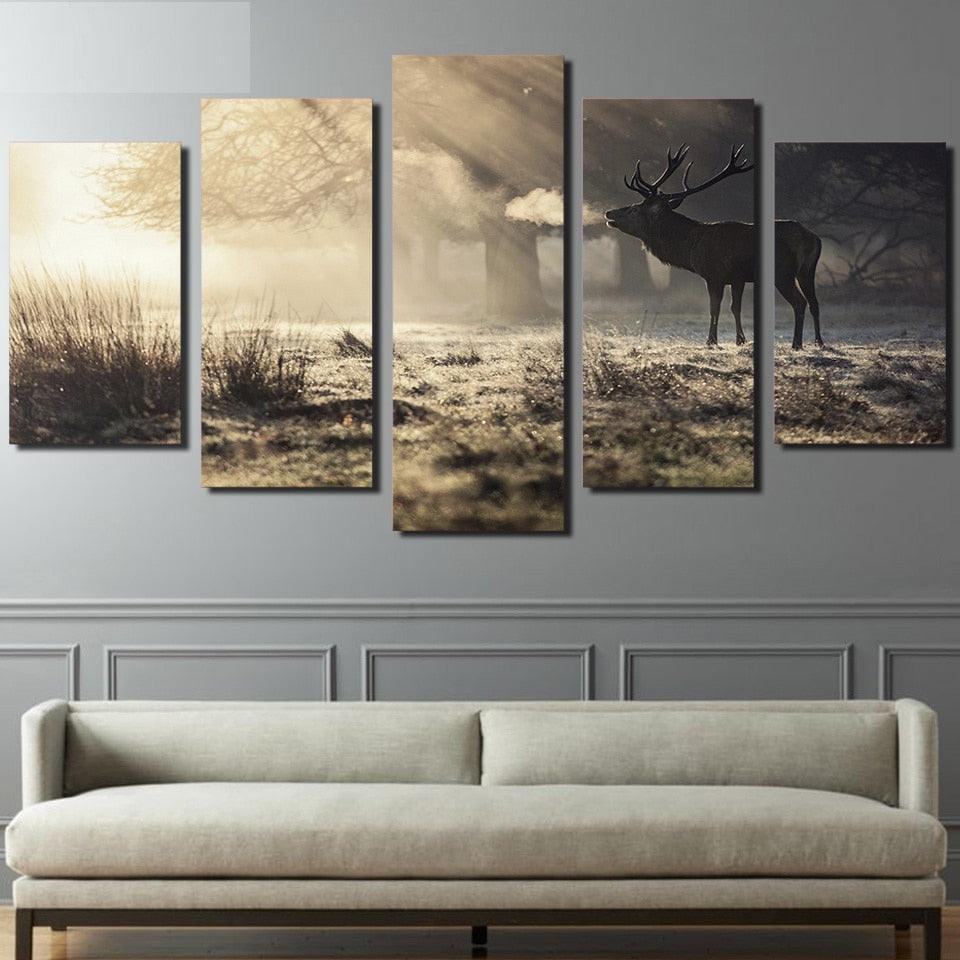 Elegant Elk 5 Piece HD Multi Panel Canvas Wall Art Frame - Original Frame