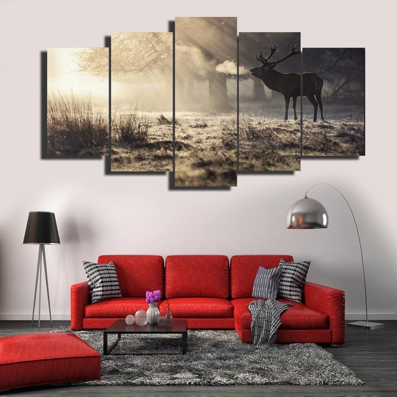 Elegant Elk 5 Piece HD Multi Panel Canvas Wall Art Frame - Original Frame