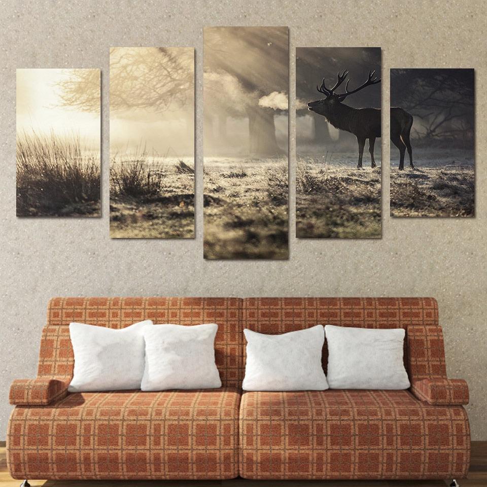 Elegant Elk 5 Piece HD Multi Panel Canvas Wall Art Frame - Original Frame