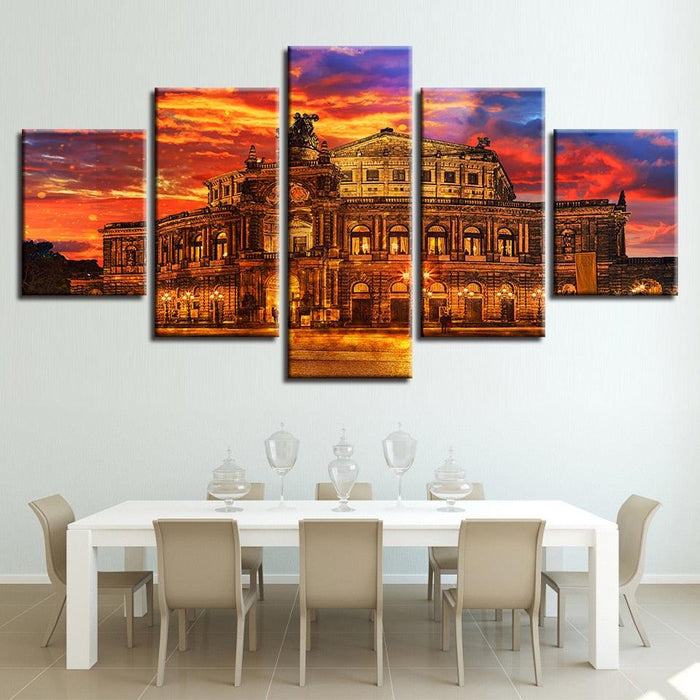 Ancient Architecture 5 Piece HD Multi Panel Canvas Wall Art Frame