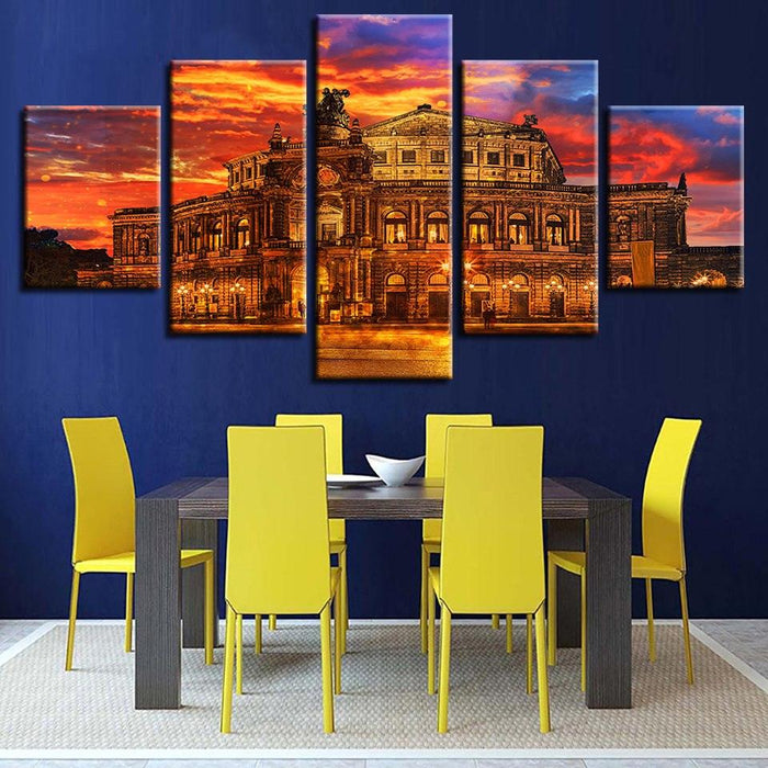 Ancient Architecture 5 Piece HD Multi Panel Canvas Wall Art Frame